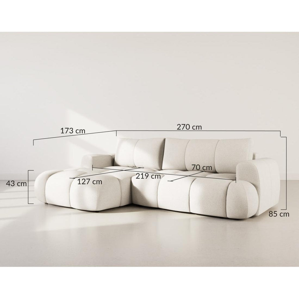 Yulin - Canapé D'Angle Convertible Avec Coffre - 4 Places - Tissu Bouclette - Gris Foncé