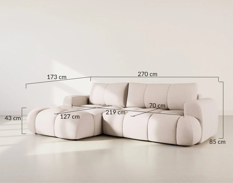 Yulin - Canapé D'Angle Convertible Avec Coffre - 4 Places - Tissu Bouclette - Beige