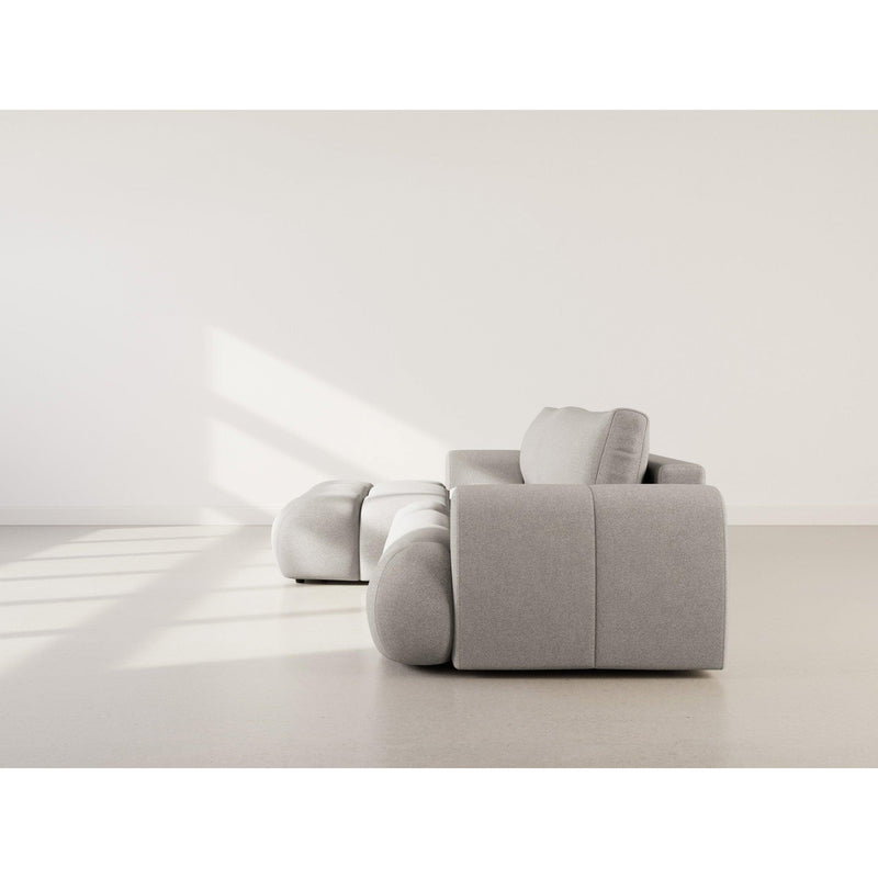Yulin - Canapé D'Angle Convertible Avec Coffre - 4 Places - Tissu Bouclette - Gris Clair