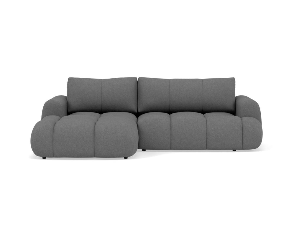 Yulin - Canapé D'Angle Convertible Avec Coffre - 4 Places - Tissu Bouclette - Gris Foncé
