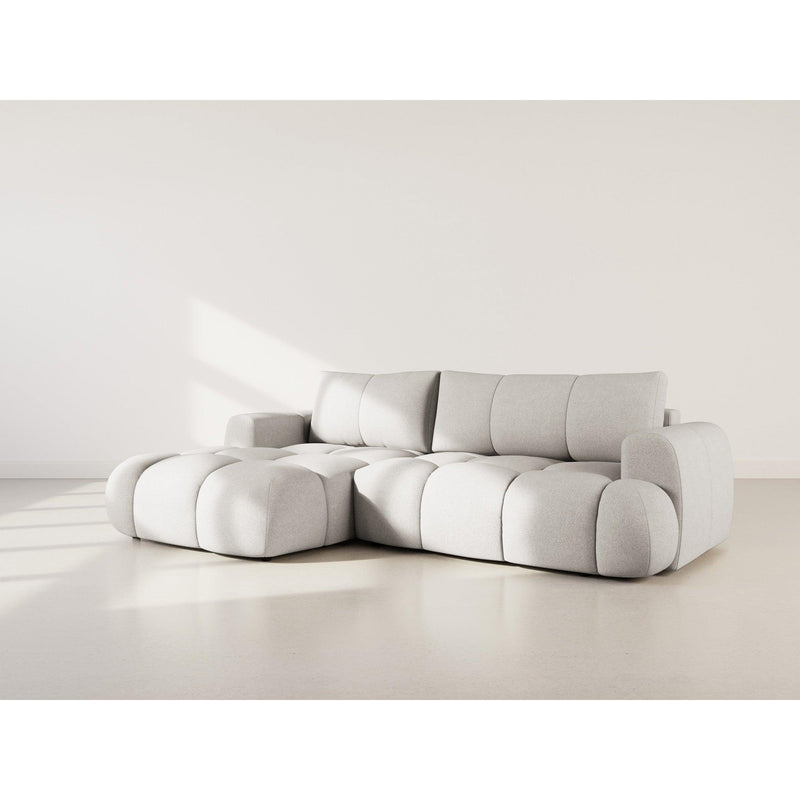 Yulin - Canapé D'Angle Convertible Avec Coffre - 4 Places - Tissu Bouclette - Gris Clair