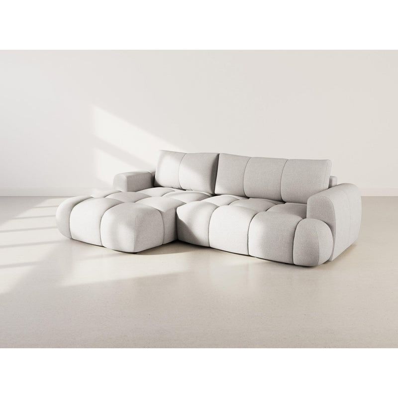 Yulin - Canapé D'Angle Convertible Avec Coffre - 4 Places - Tissu Bouclette - Gris Clair