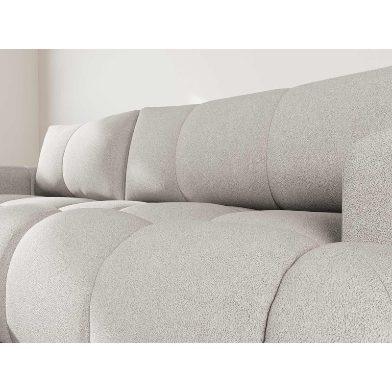 Yulin - Canapé D'Angle Convertible Avec Coffre - 4 Places - Tissu Bouclette - Gris Clair