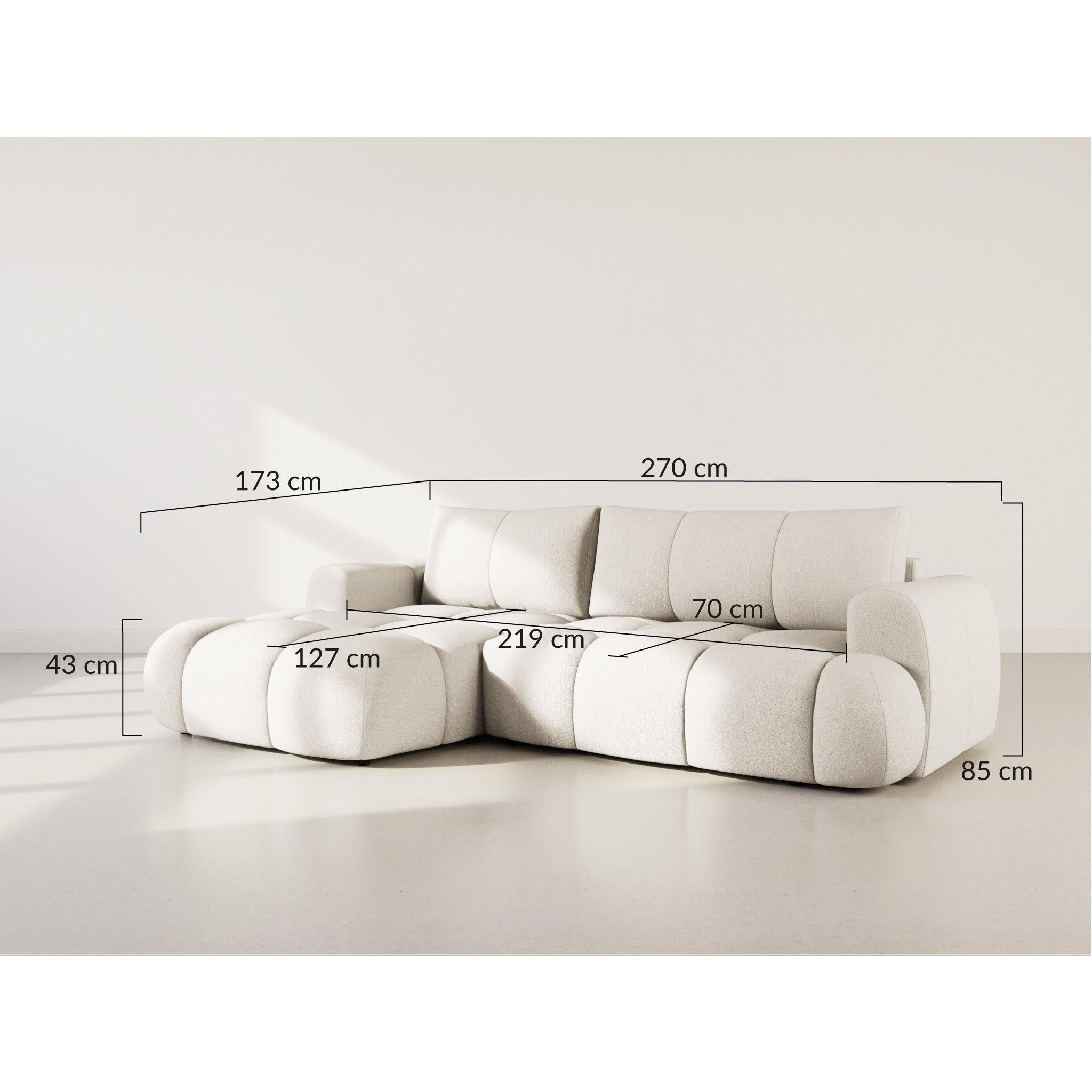 Yulin - Canapé D'Angle Convertible Avec Coffre - 4 Places - Tissu Bouclette - Gris Foncé