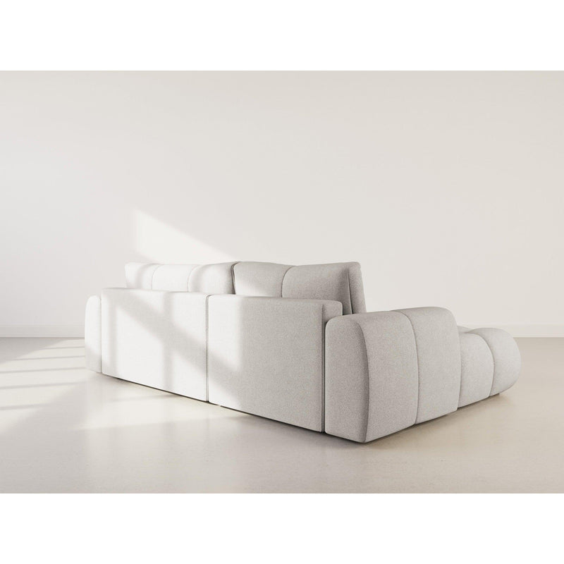 Yulin - Canapé D'Angle Convertible Avec Coffre - 4 Places - Tissu Bouclette - Gris Clair