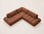 Yulin - L-Shaped 5-Seater Sofa Bed with Storage - Bouclé Fabric - Rust