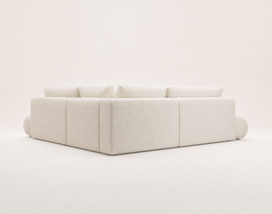 Yulin - 5-Seater L-Shaped Corner Sofa Bed with Storage - Bouclé Fabric - Beige