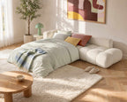 Yulin - 5-Seater L-Shaped Corner Sofa Bed with Storage - Bouclé Fabric - Beige