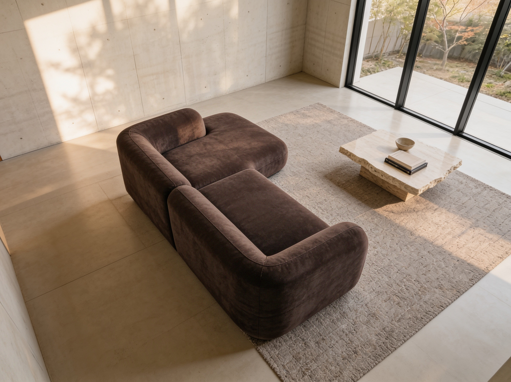 Yumi - Canapé d'angle compact - Velours