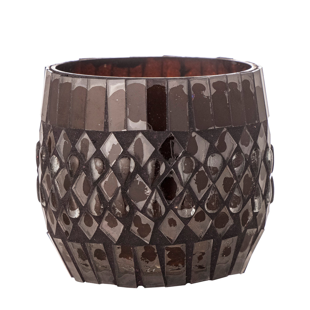 Evaline - Set of 4 Candle Holders - Brown - Recycled Glass