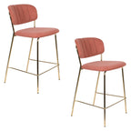 Jolien - Bar & Counter Stool - Fabric - Gold/Pink