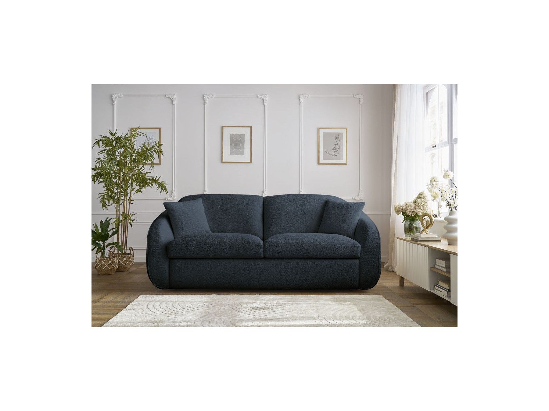 Cezanne - Straight Sofa Bed with Express Opening - Bouclé Fabric