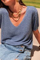 ZÉLIE Bleu - T-Shirt Lurex