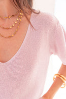 ZÉLIE Rose Poudré - T-Shirt Lurex