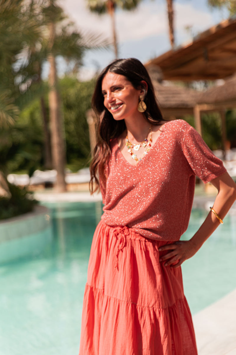 ZÉLIE Terracotta - T-Shirt Lurex