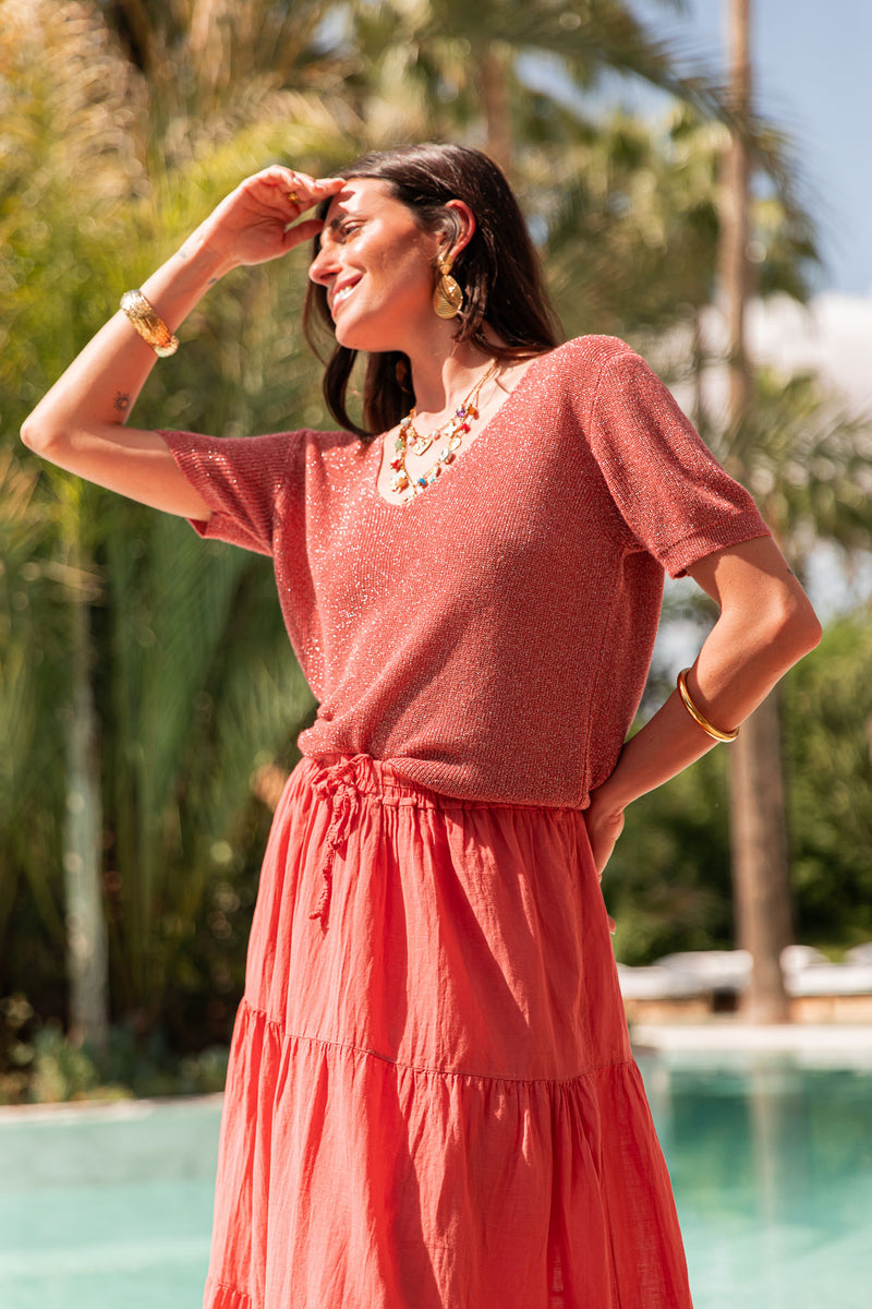 ZÉLIE Terracotta - T-Shirt Lurex