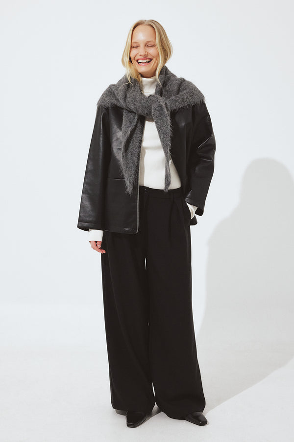 Veste Zip Detail Pu - Noir