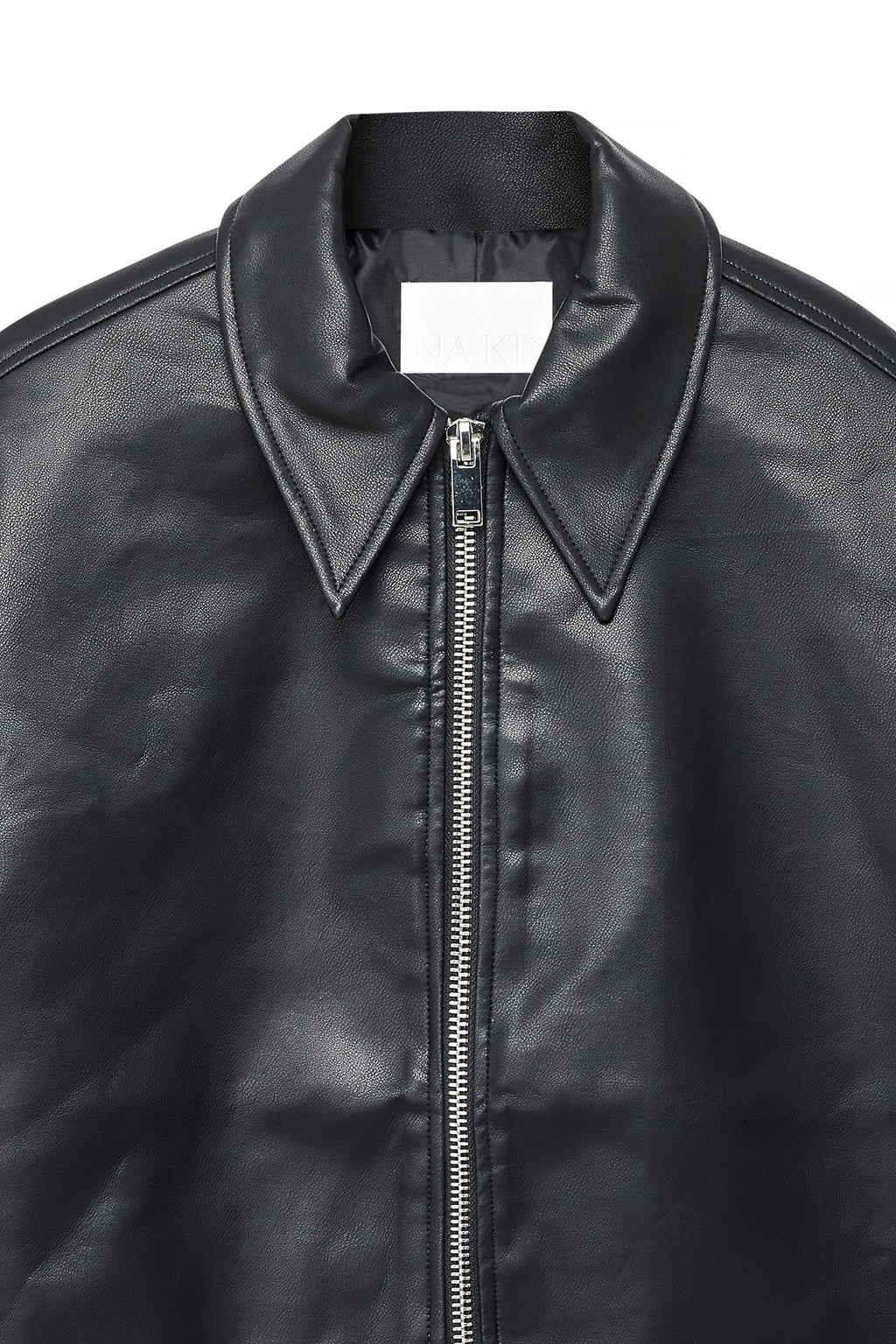 Giacca con Dettaglio Zip in PU - Nera