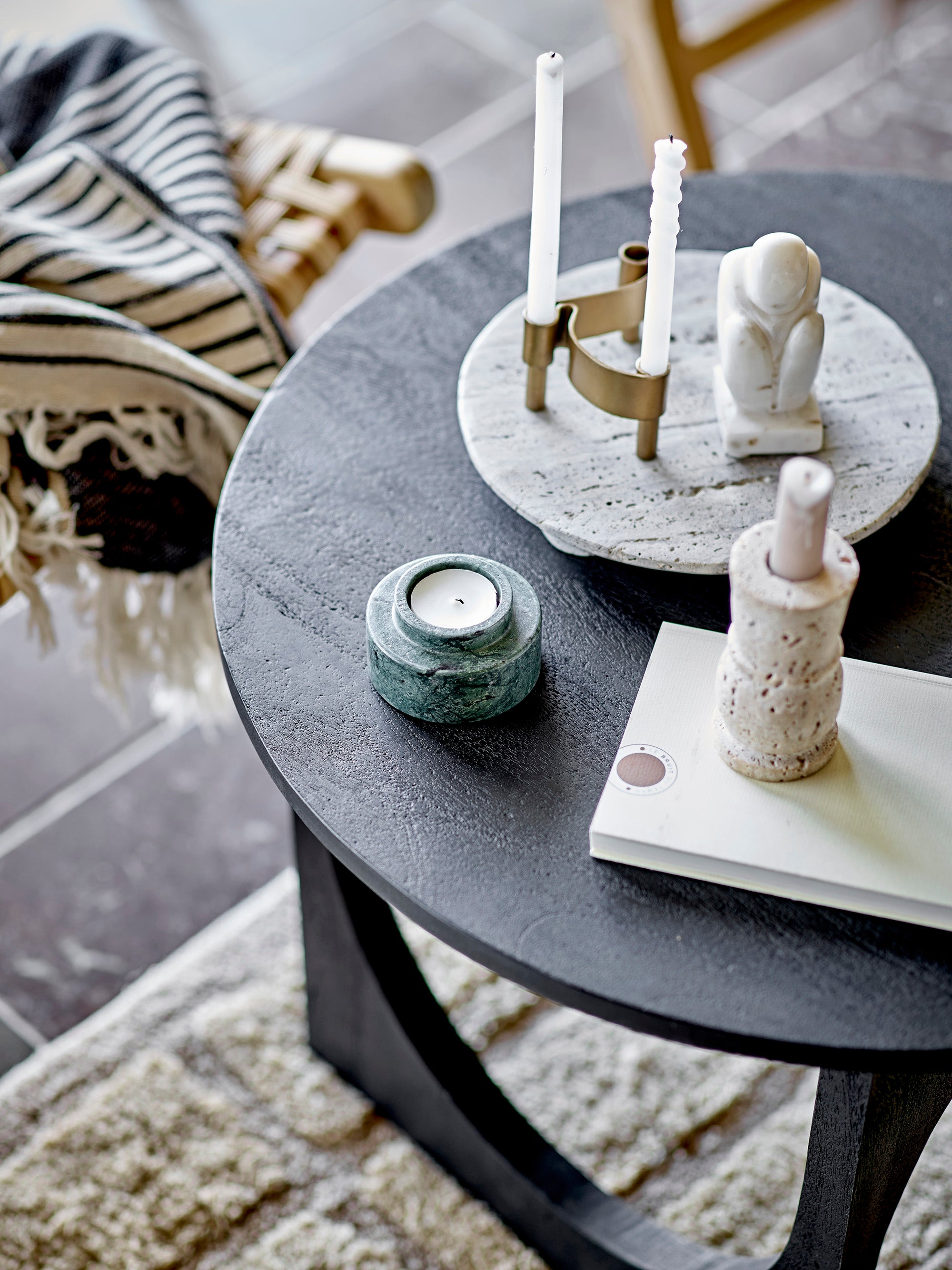Ilise - Candle Holder - Natural - Travertine