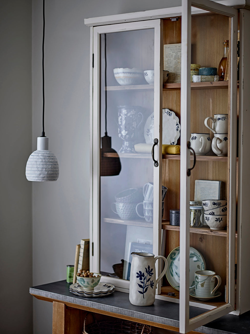 Elga - Set of 2 Pendant Lights - White - Stoneware