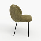 Bloomy - Silla De Terciopelo De Chenilla Verde Oliva Y Metal Negro