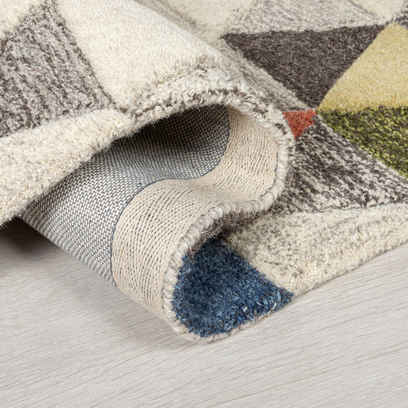 zoom pour voir le dessous du tapis de couloir en laine moda