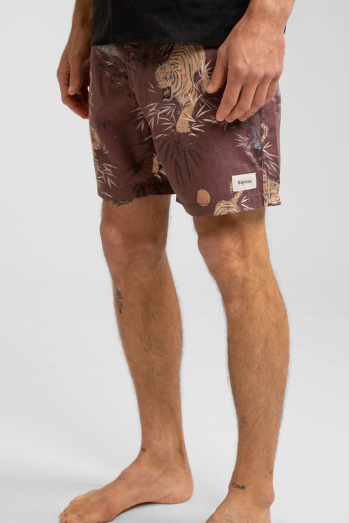 Rhythm - Short De Bain Aloha Tiger Trunk - Merlot - Homme