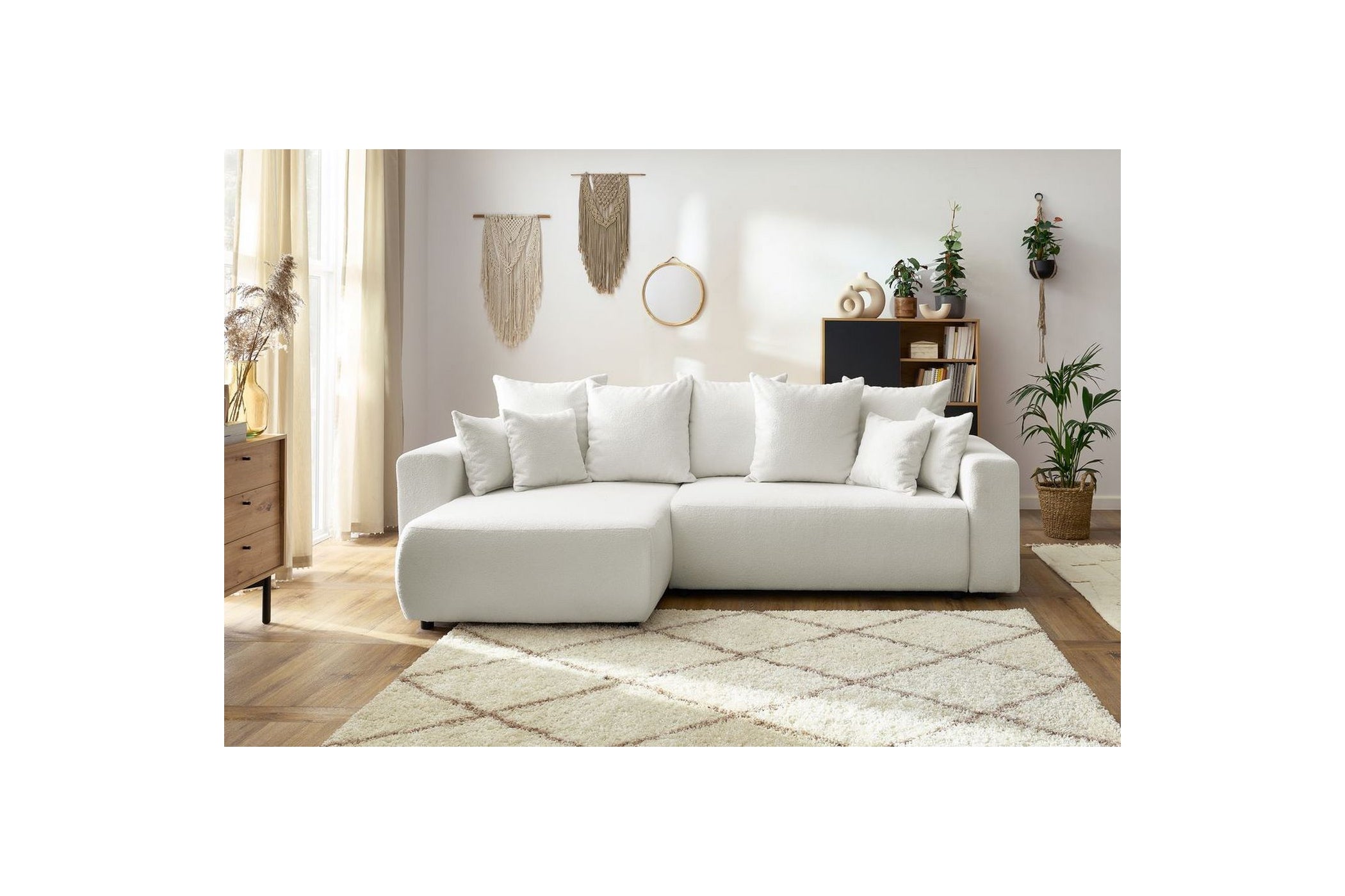 Reversible Corner Sofa Bed with Storage - Envy - Soft Bouclé Fabric