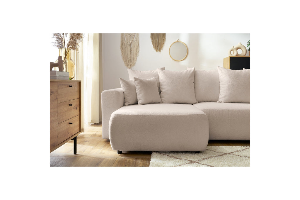 Reversible Corner Sofa Bed with Storage - Envy - Soft Bouclé Fabric