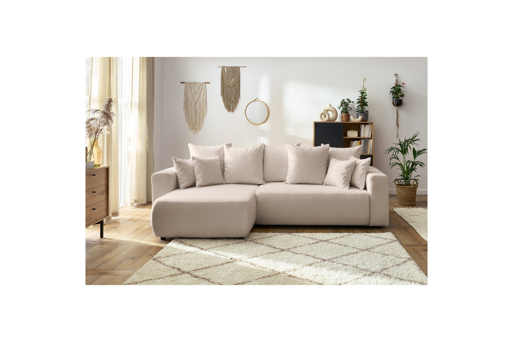 Reversible Corner Sofa Bed with Storage - Envy - Soft Bouclé Fabric