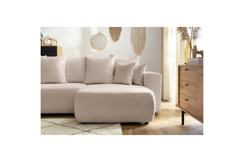Reversible Corner Sofa Bed with Storage - Envy - Soft Bouclé Fabric