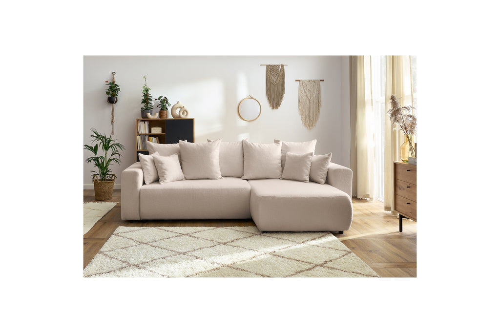 Reversible Corner Sofa Bed with Storage - Envy - Soft Bouclé Fabric
