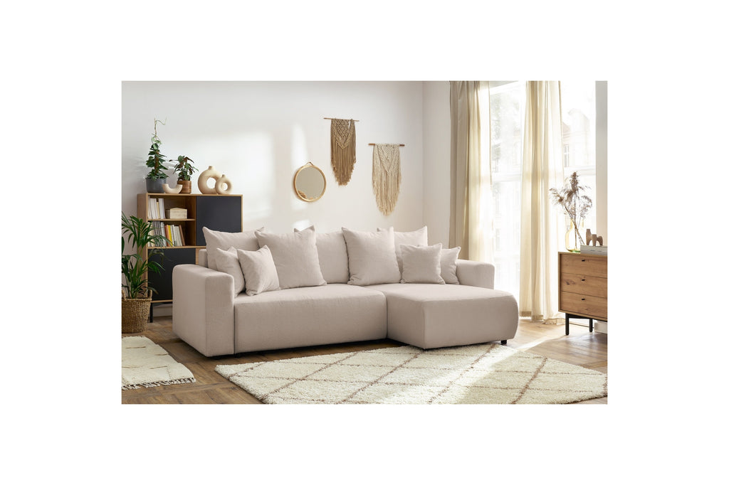 Reversible Corner Sofa Bed with Storage - Envy - Soft Bouclé Fabric