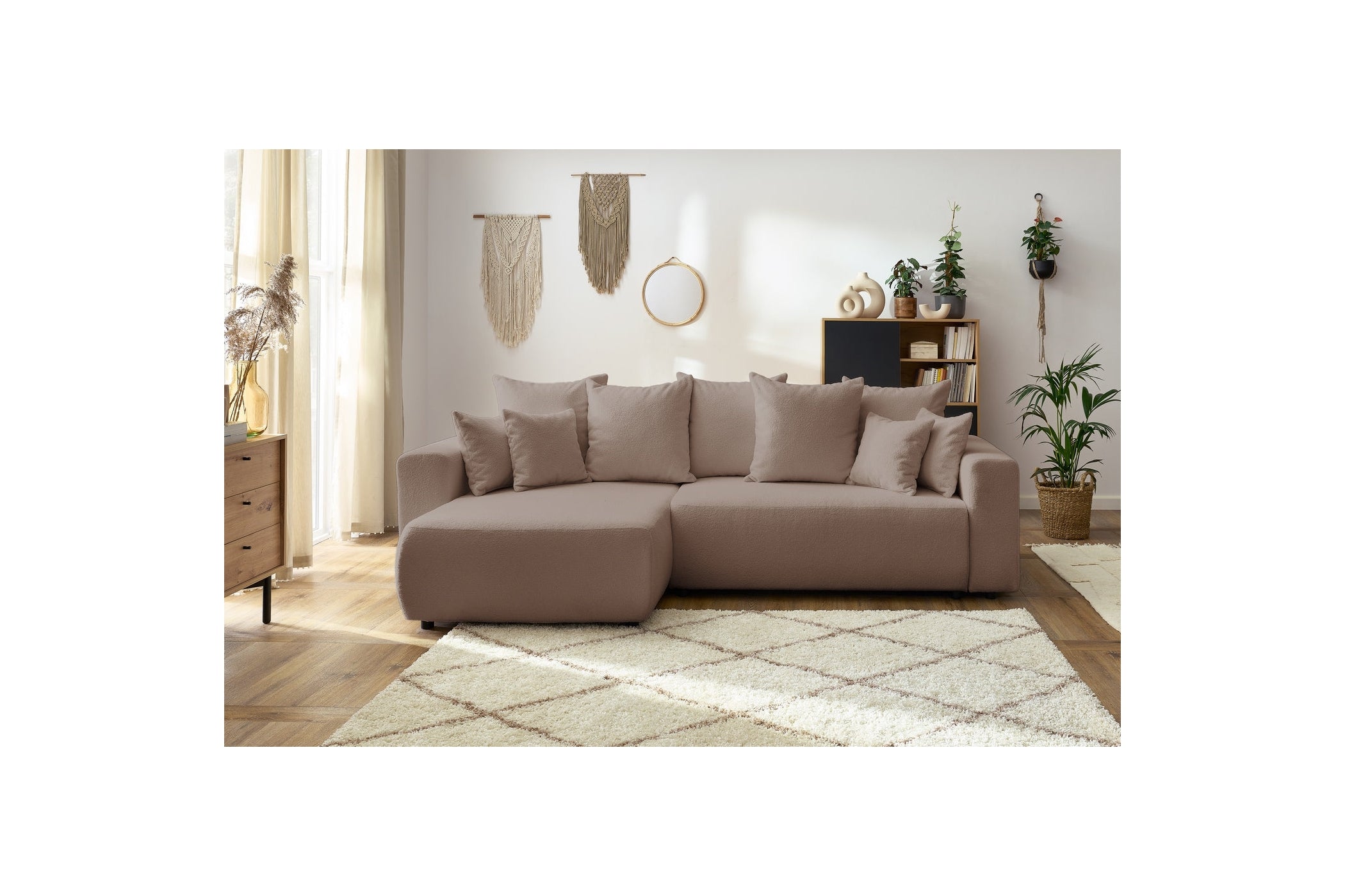 Reversible Corner Sofa Bed with Storage - Envy - Soft Bouclé Fabric