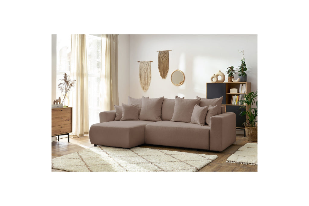 Reversible Corner Sofa Bed with Storage - Envy - Soft Bouclé Fabric
