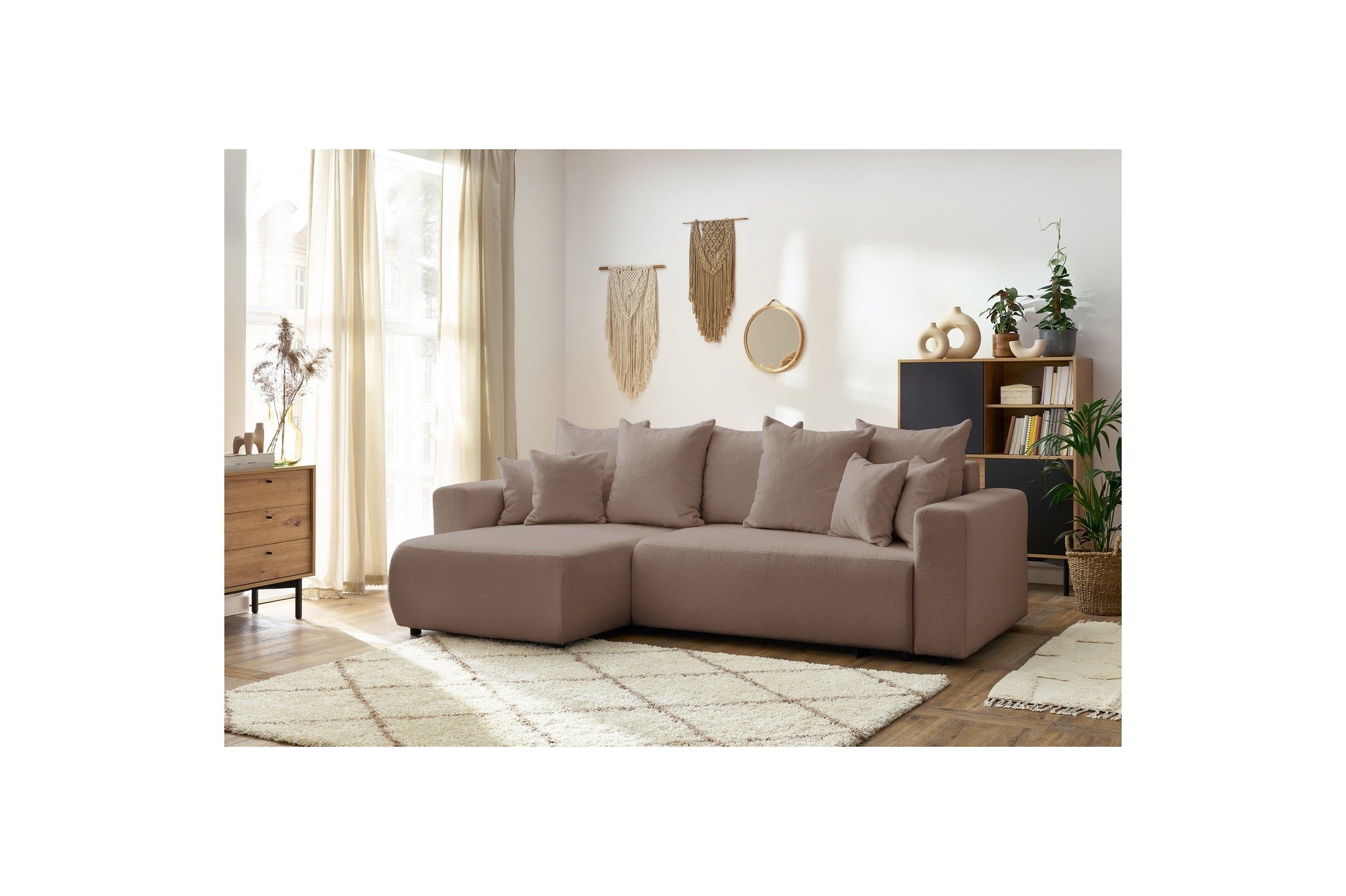 Reversible Corner Sofa Bed with Storage - Envy - Soft Bouclé Fabric
