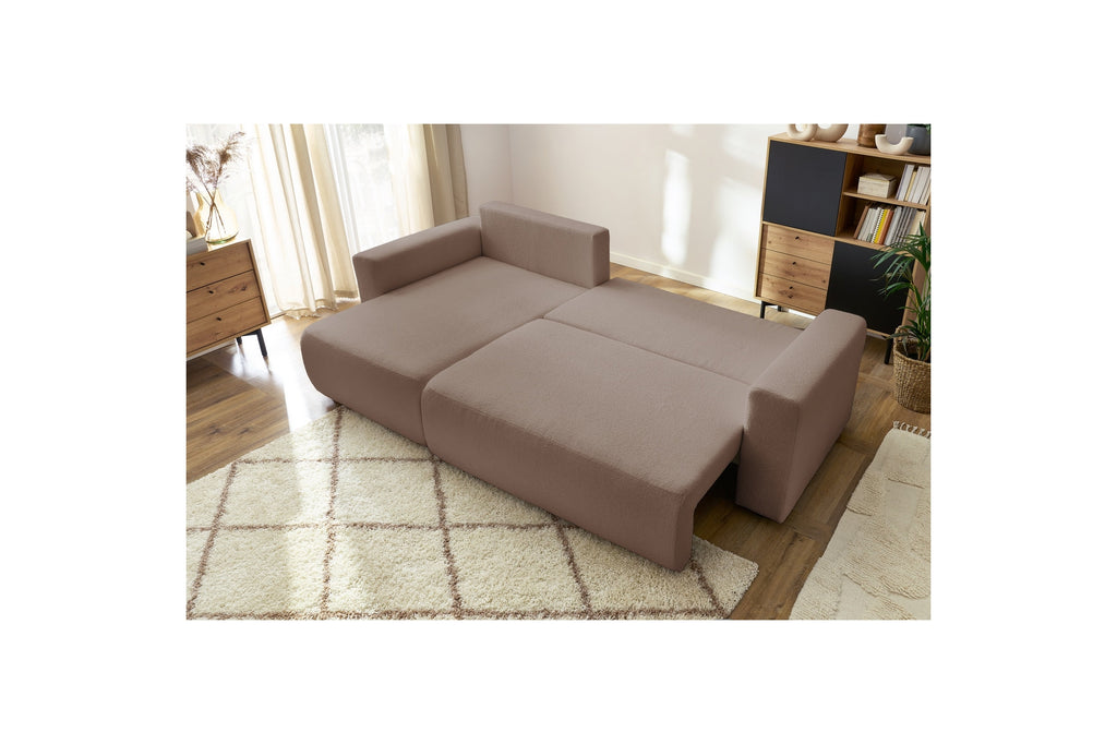 Reversible Corner Sofa Bed with Storage - Envy - Soft Bouclé Fabric