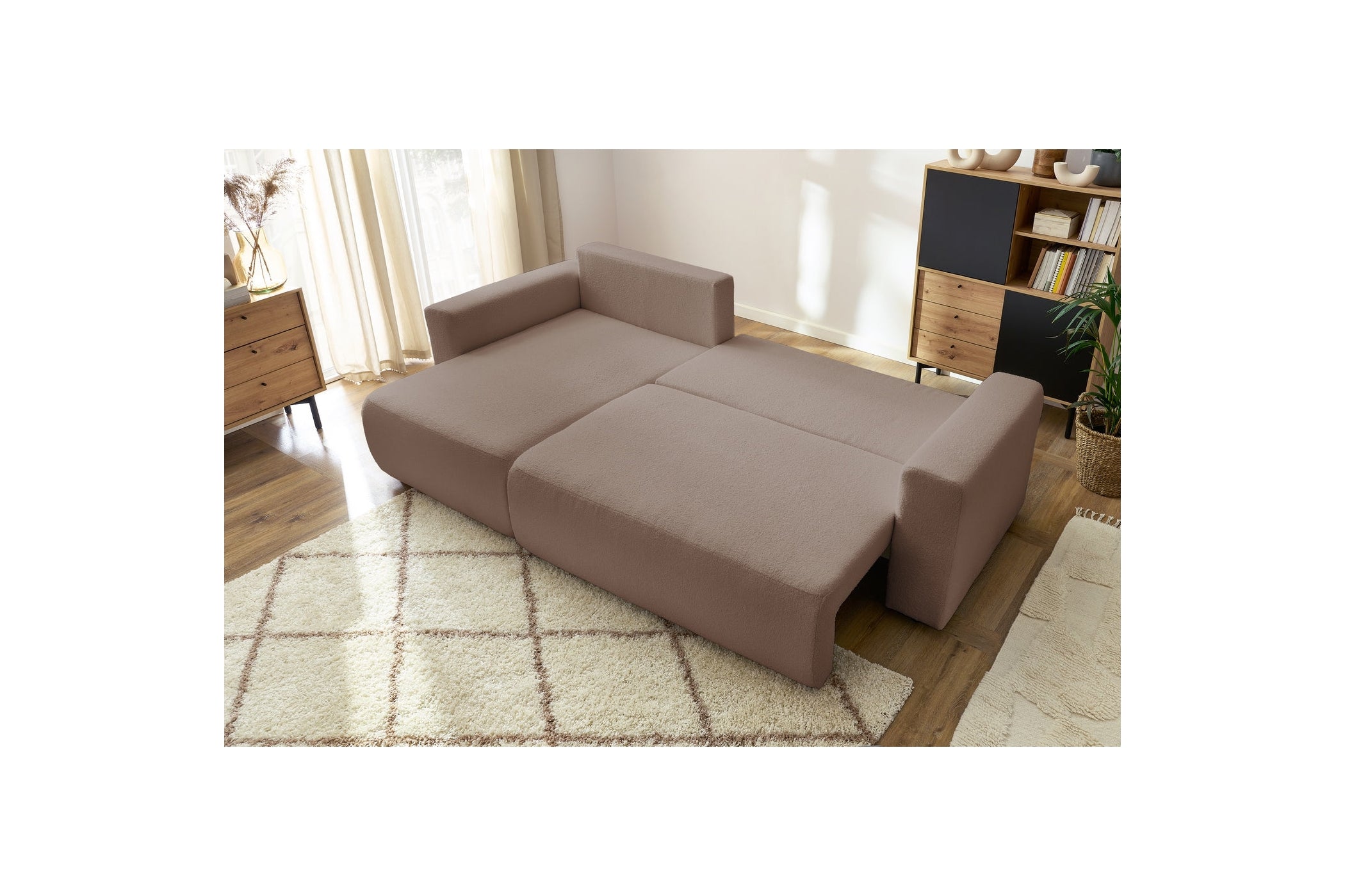Reversible Corner Sofa Bed with Storage - Envy - Soft Bouclé Fabric