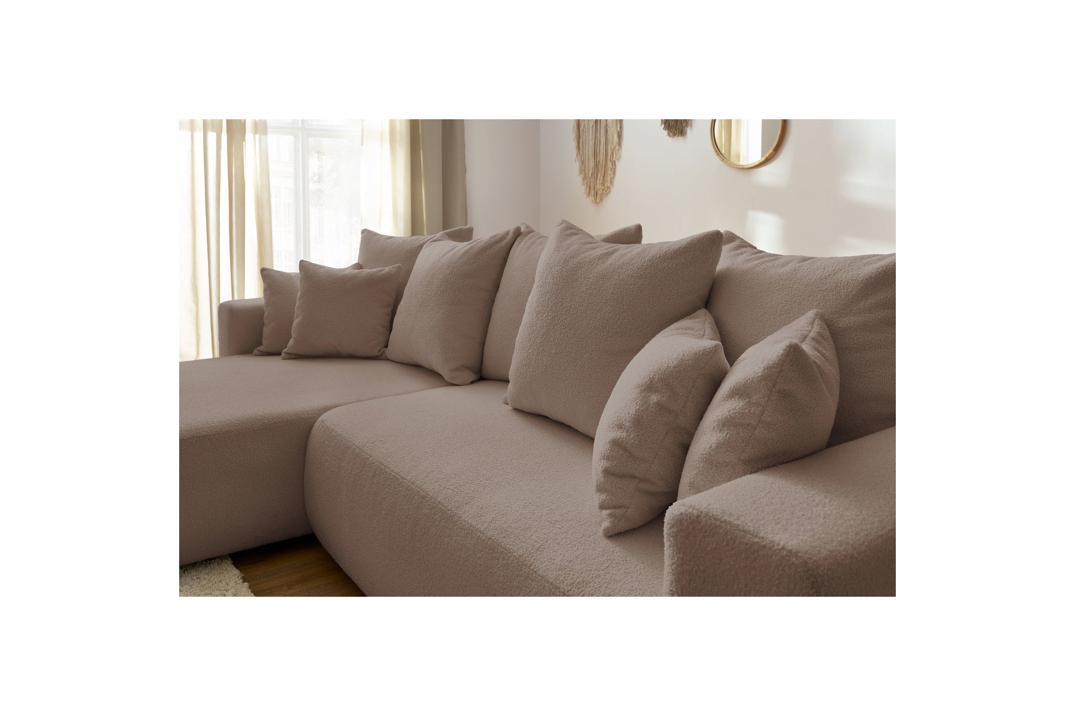 Reversible Corner Sofa Bed with Storage - Envy - Soft Bouclé Fabric