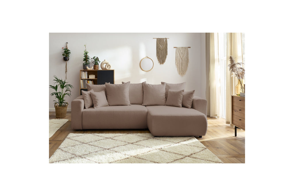 Reversible Corner Sofa Bed with Storage - Envy - Soft Bouclé Fabric