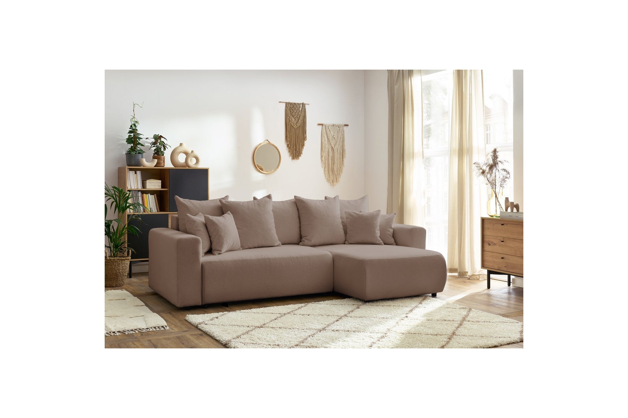 Reversible Corner Sofa Bed with Storage - Envy - Soft Bouclé Fabric
