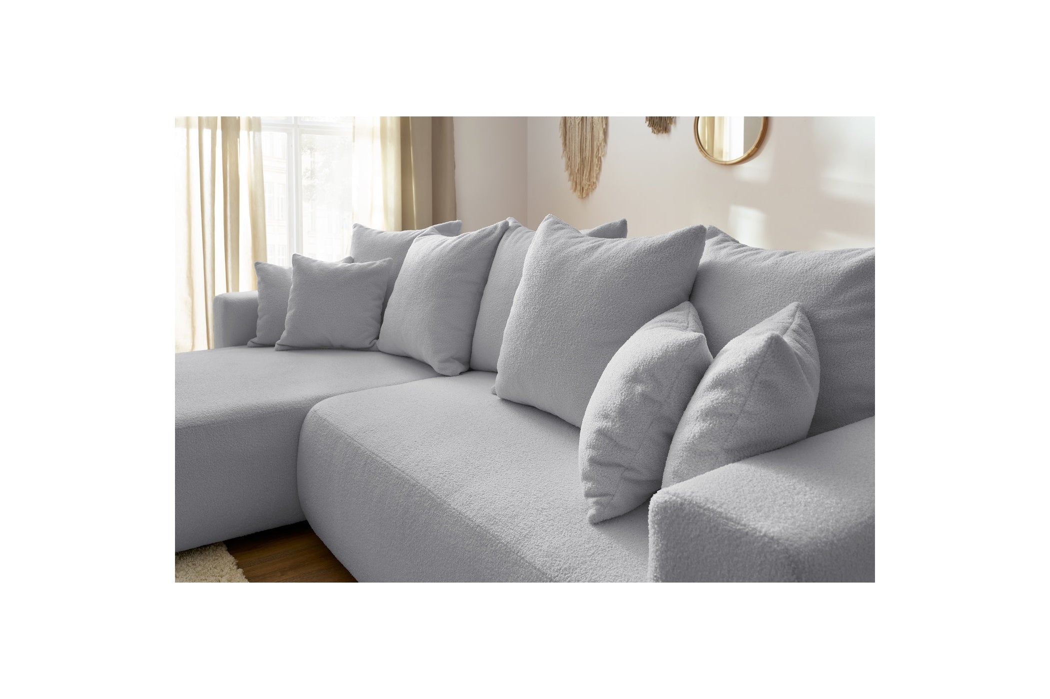 Reversible Corner Sofa Bed with Storage - Envy - Soft Bouclé Fabric