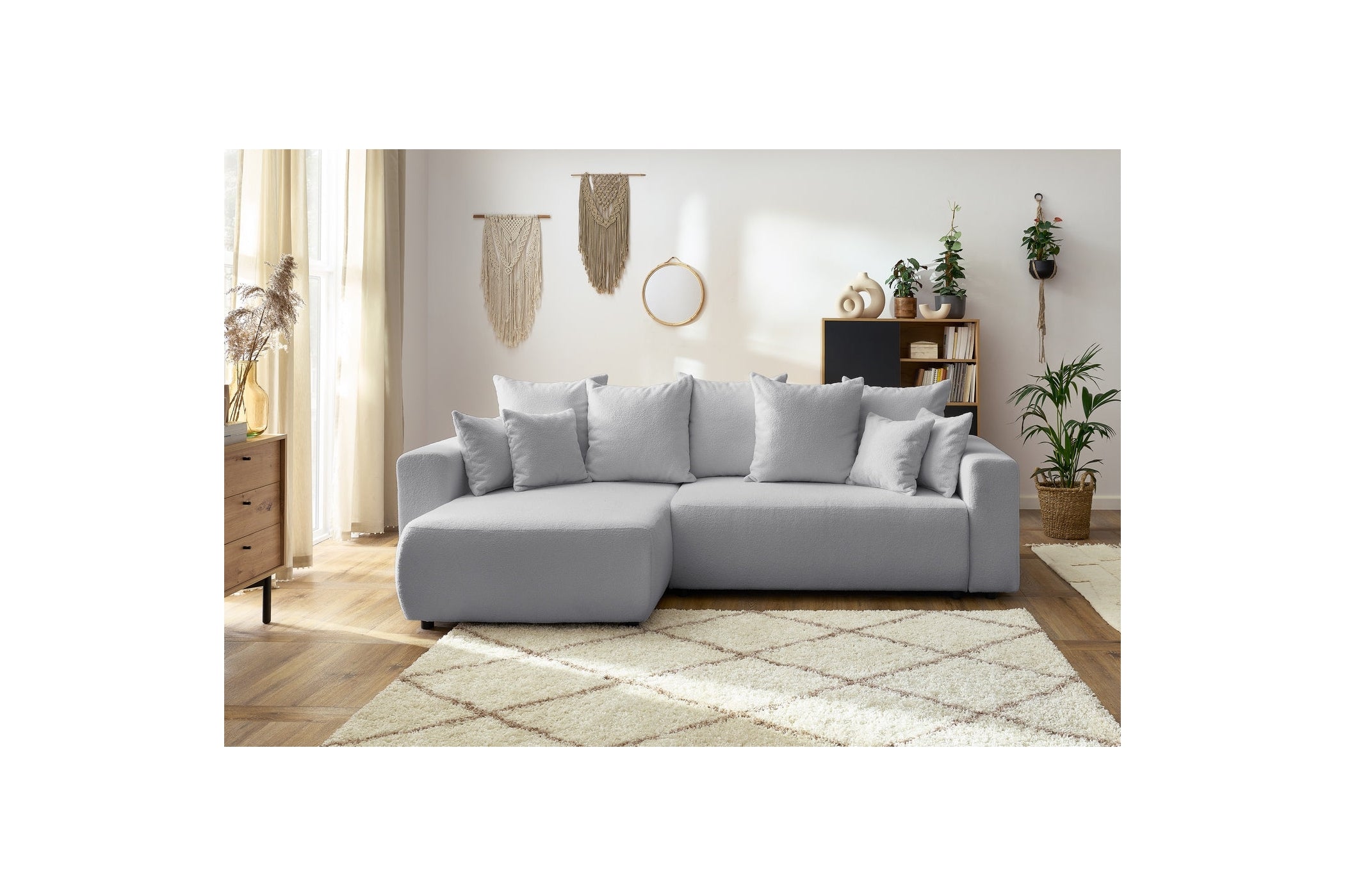 Reversible Corner Sofa Bed with Storage - Envy - Soft Bouclé Fabric