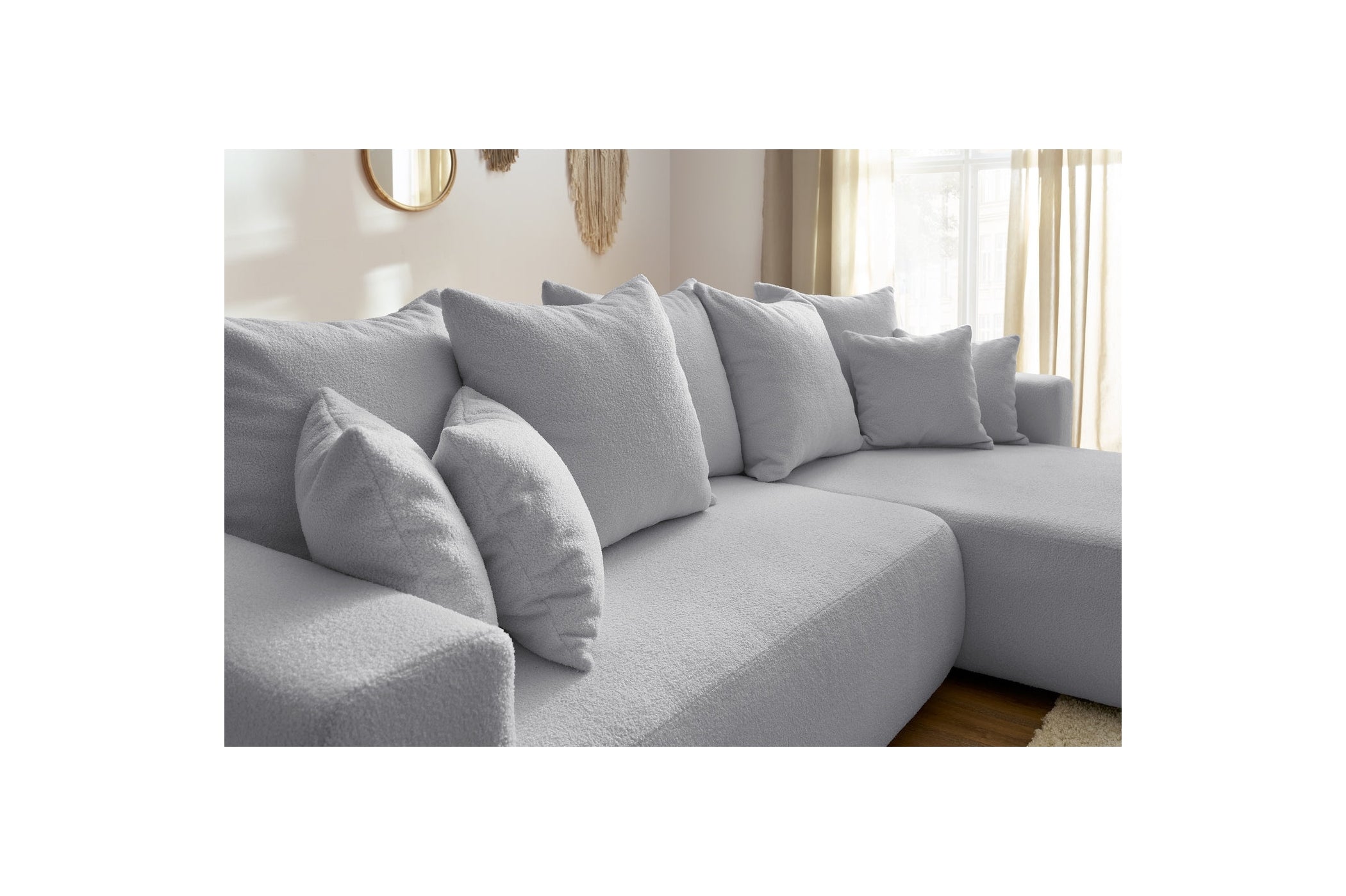 Reversible Corner Sofa Bed with Storage - Envy - Soft Bouclé Fabric