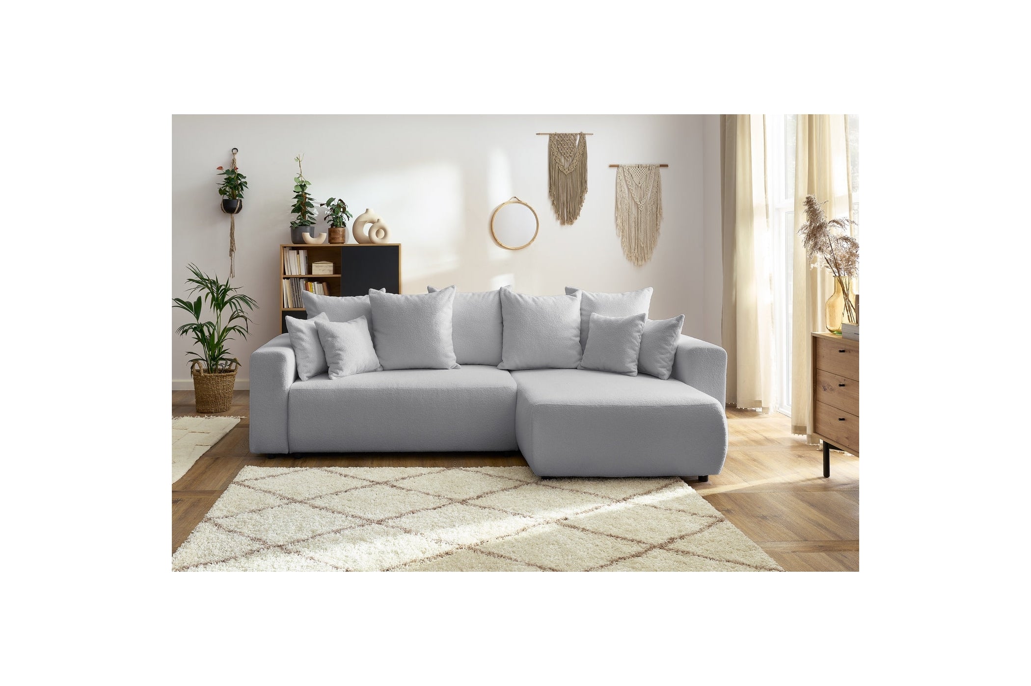 Reversible Corner Sofa Bed with Storage - Envy - Soft Bouclé Fabric