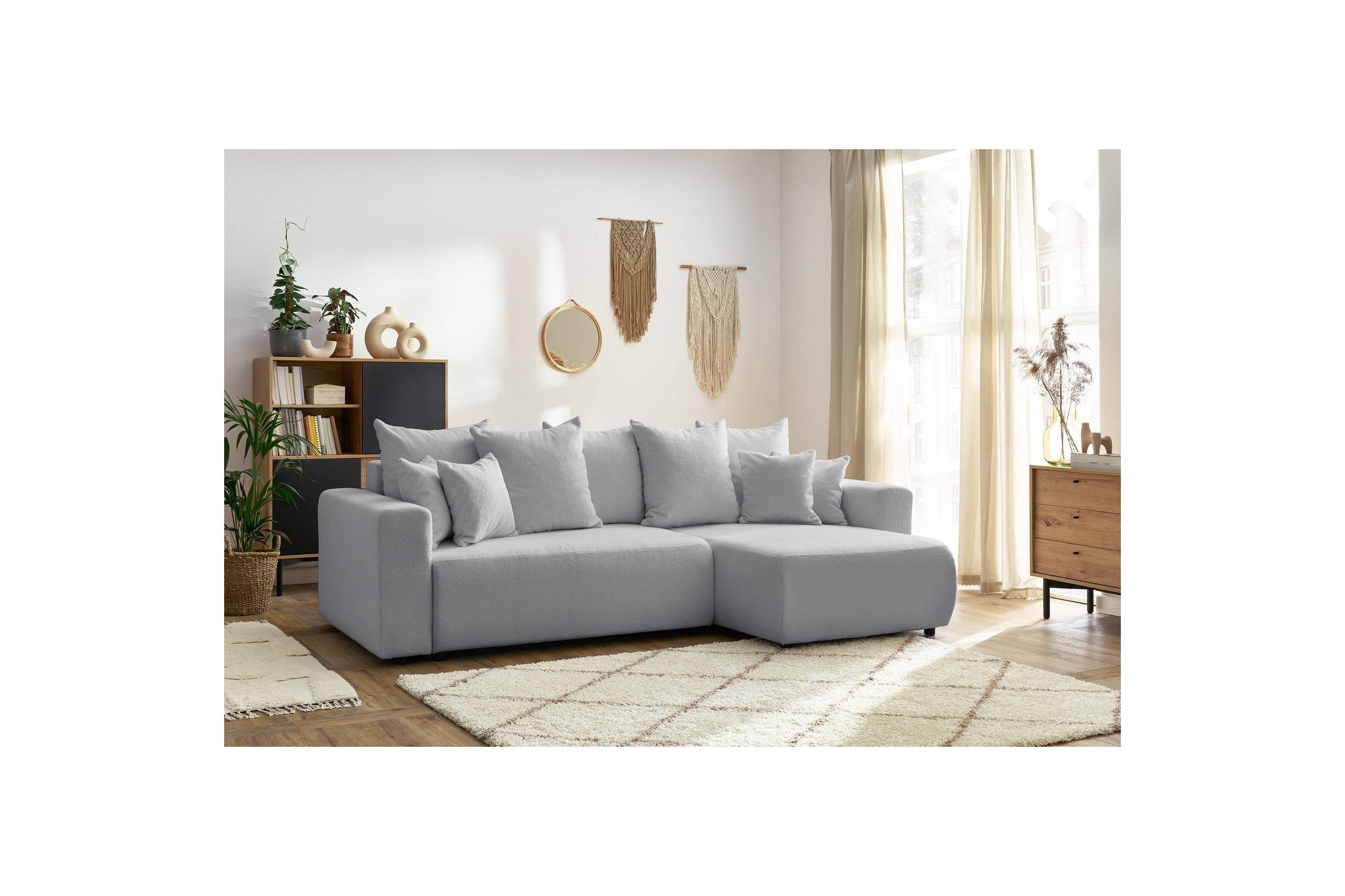 Reversible Corner Sofa Bed with Storage - Envy - Soft Bouclé Fabric