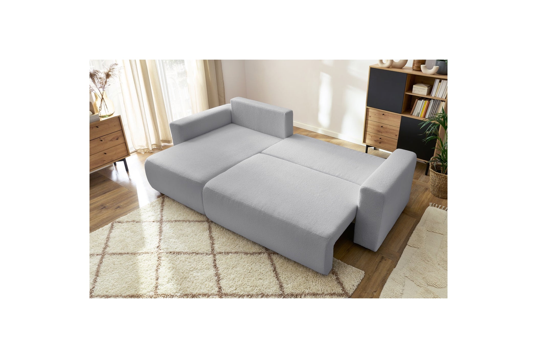 Reversible Corner Sofa Bed with Storage - Envy - Soft Bouclé Fabric