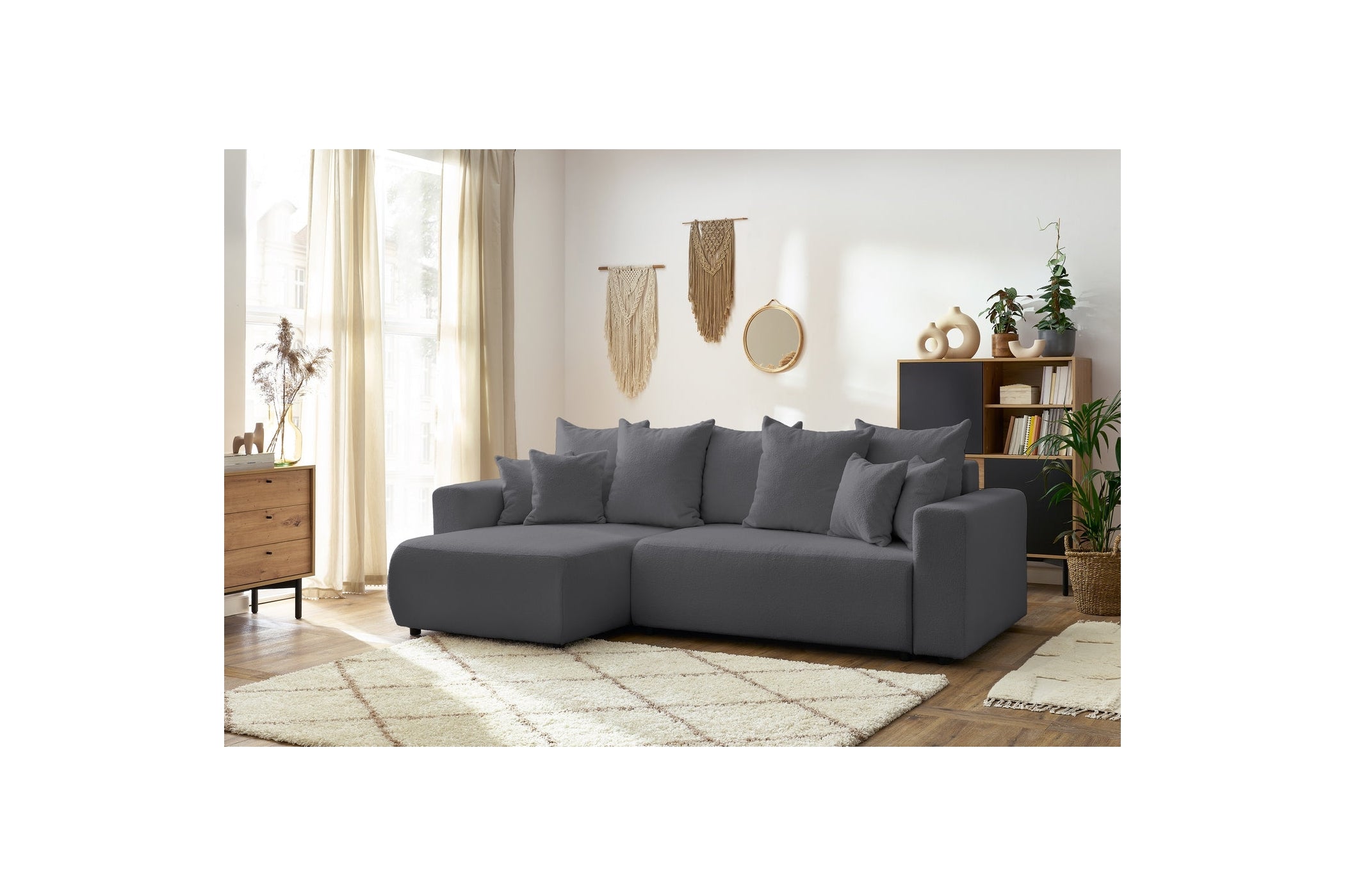 Reversible Corner Sofa Bed with Storage - Envy - Soft Bouclé Fabric