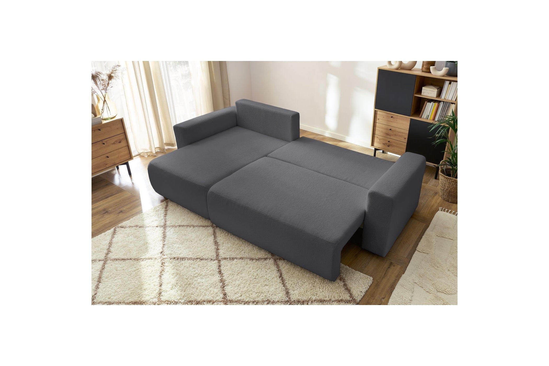 Reversible Corner Sofa Bed with Storage - Envy - Soft Bouclé Fabric