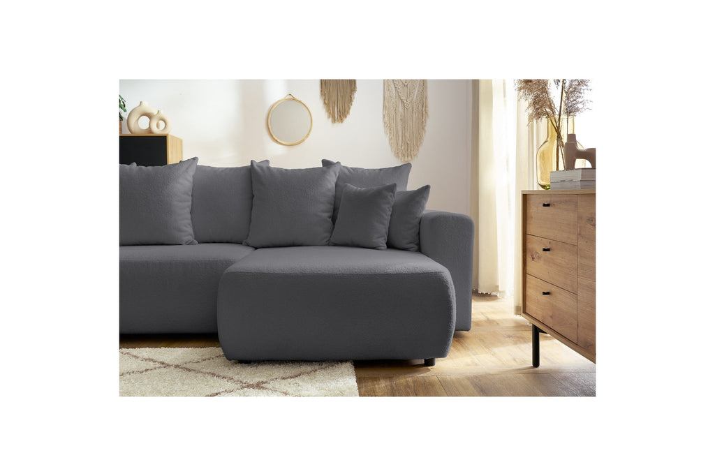 Reversible Corner Sofa Bed with Storage - Envy - Soft Bouclé Fabric
